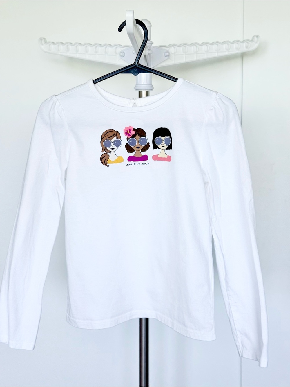 Janie and Jack White Long-Sleeve Tee with Trio Graphic